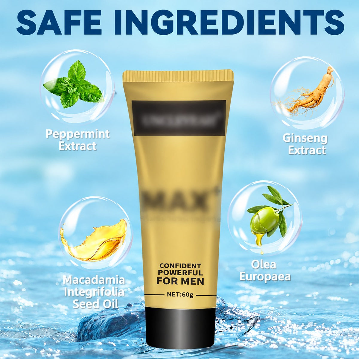 Male Body Massage Cream Extender Cream Thicker Longer Strong for Male (Gold)